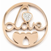 Rose Gold Love and Hearts Coin Plate for Memory Lockets